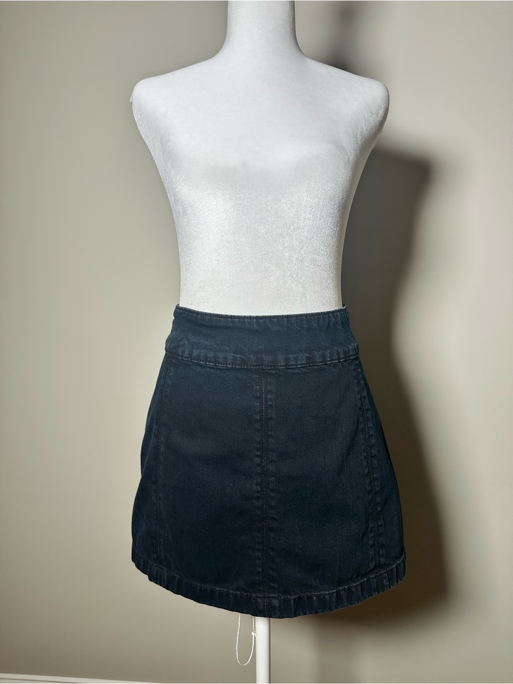 Free People Dark Blue A-Line Denim Mini Skirt